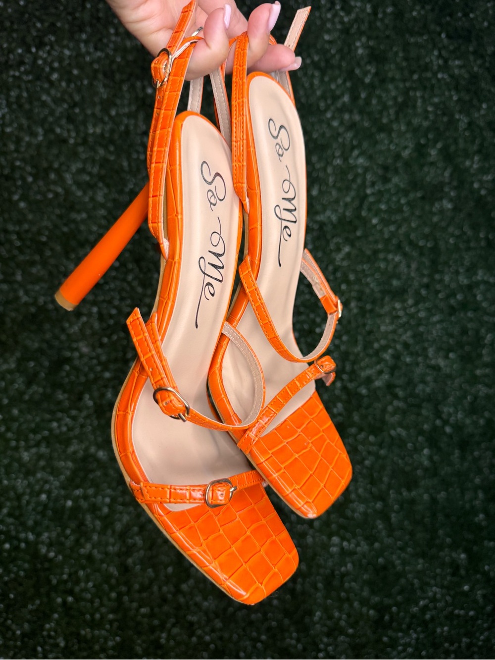 Forever 21 Bright Orange Croc-Embossed High Heel